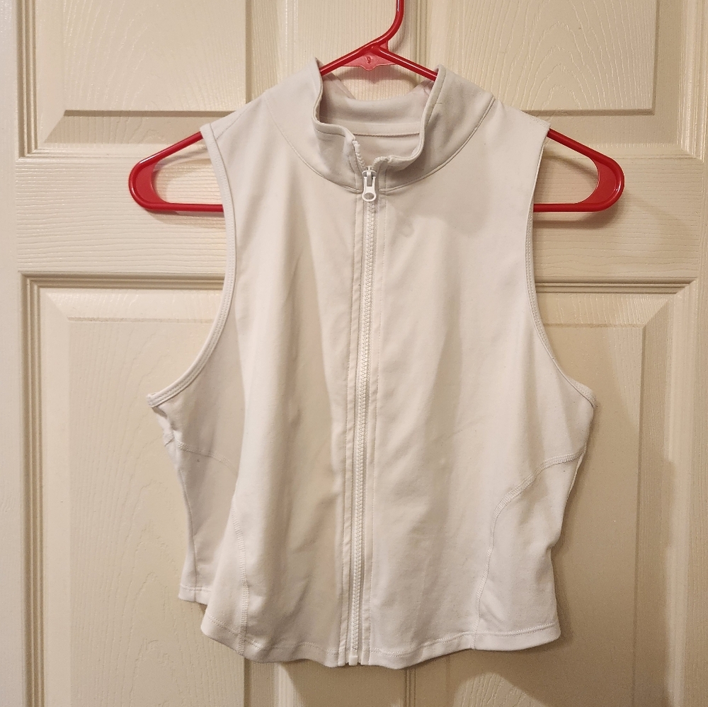 Halara Women's Sleeveless White Zip-Up Top